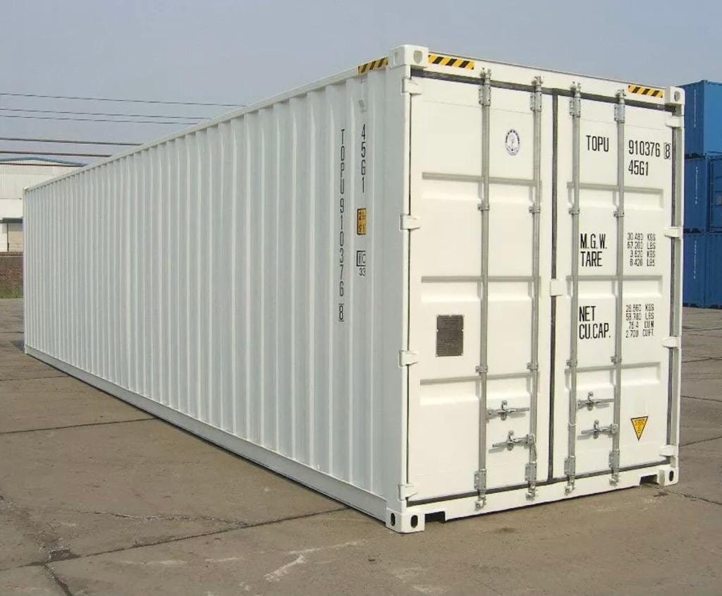 Contentor Marítimo 40 Pés High Cube Branco – Usado Grade A